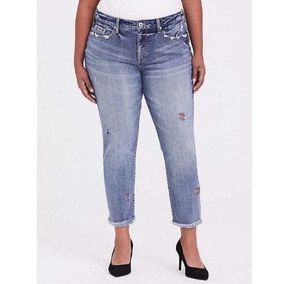Torrid High Rise Straight Distressed Jeans Size 20 NWT - Picture 1 of 16